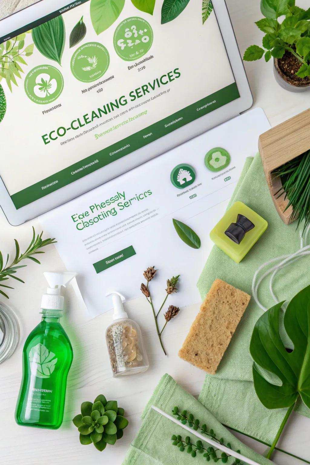 Eco-friendly services section on a cleaning website.