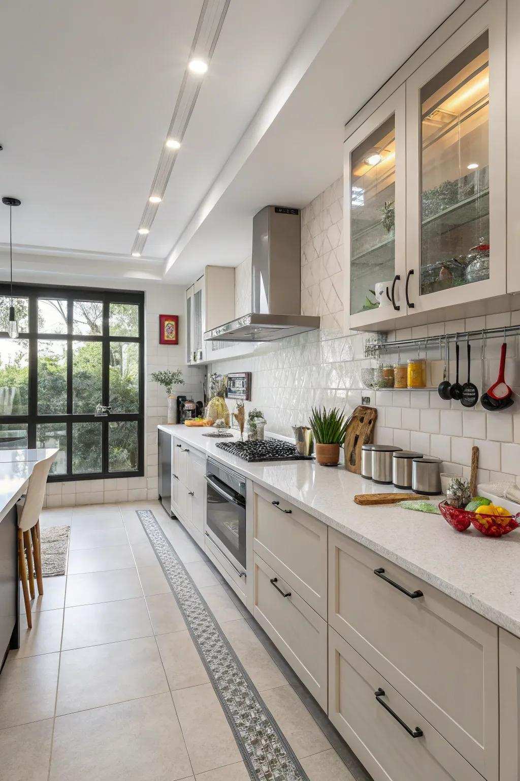 Efficient arrangements improve usability in kitchens without windows.