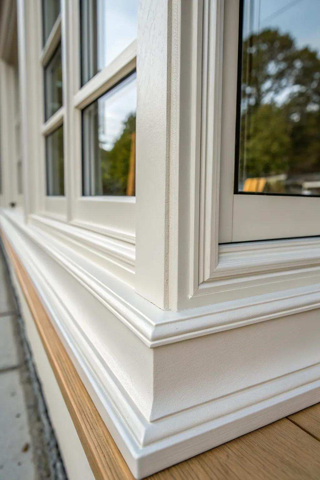Elegant border details refine the aesthetic of window trims.