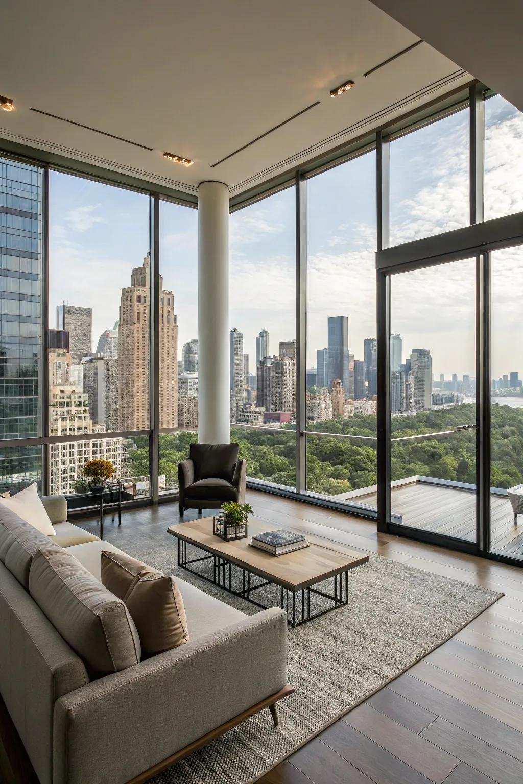 Elegant floor-to-ceiling windows in a contemporary living space.
