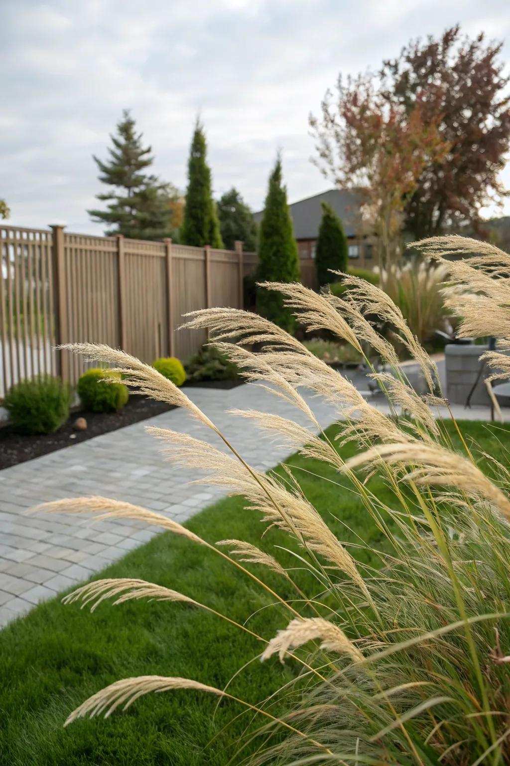 Elegant grasses offer a soft and dynamic screen.