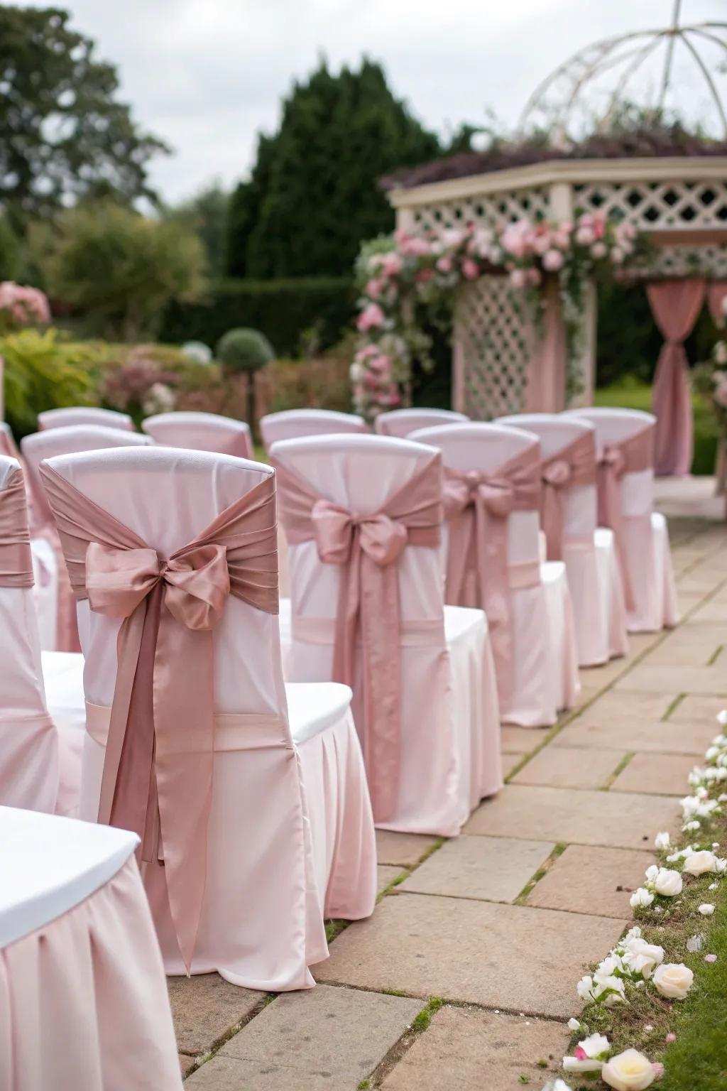 Elegant seating featuring rosewood blush liners.