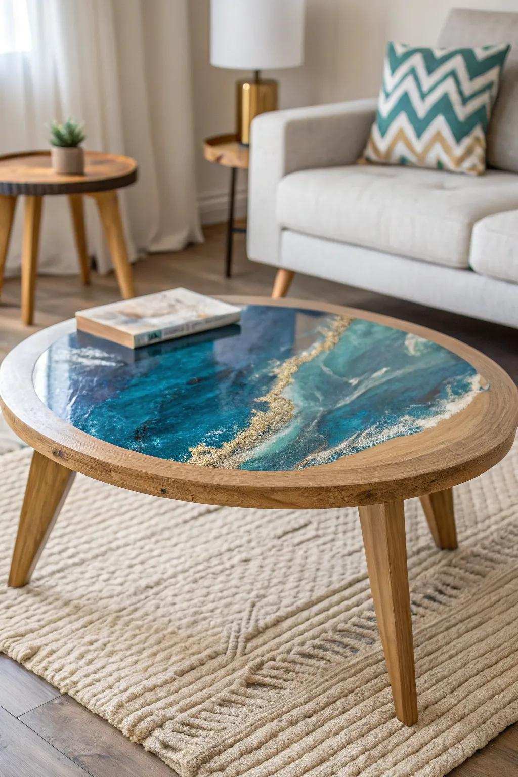 Elevate your area incorporating the allure involving conceptual epoxy resin artistry—wherein bold tinges encounter minimalist elegance.
