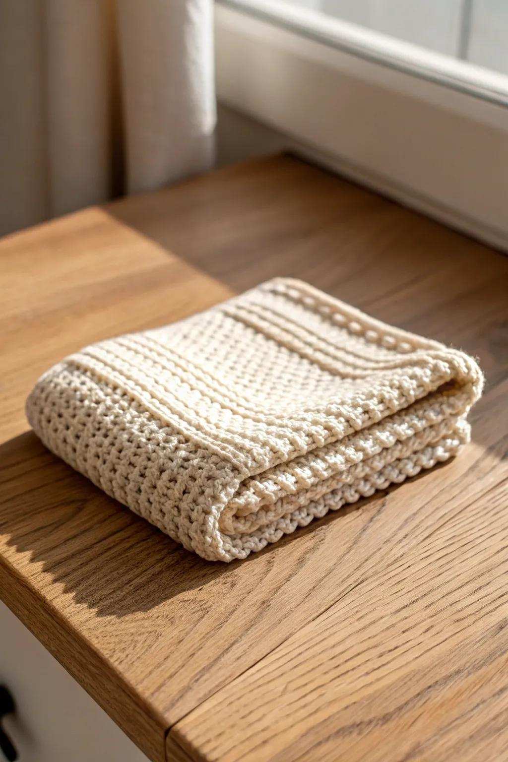 Elevate your cooking area with simple, handmade elegance. 🌿✨ #KnittedWashcloth #ScandiBoho #HandmadeBeauty