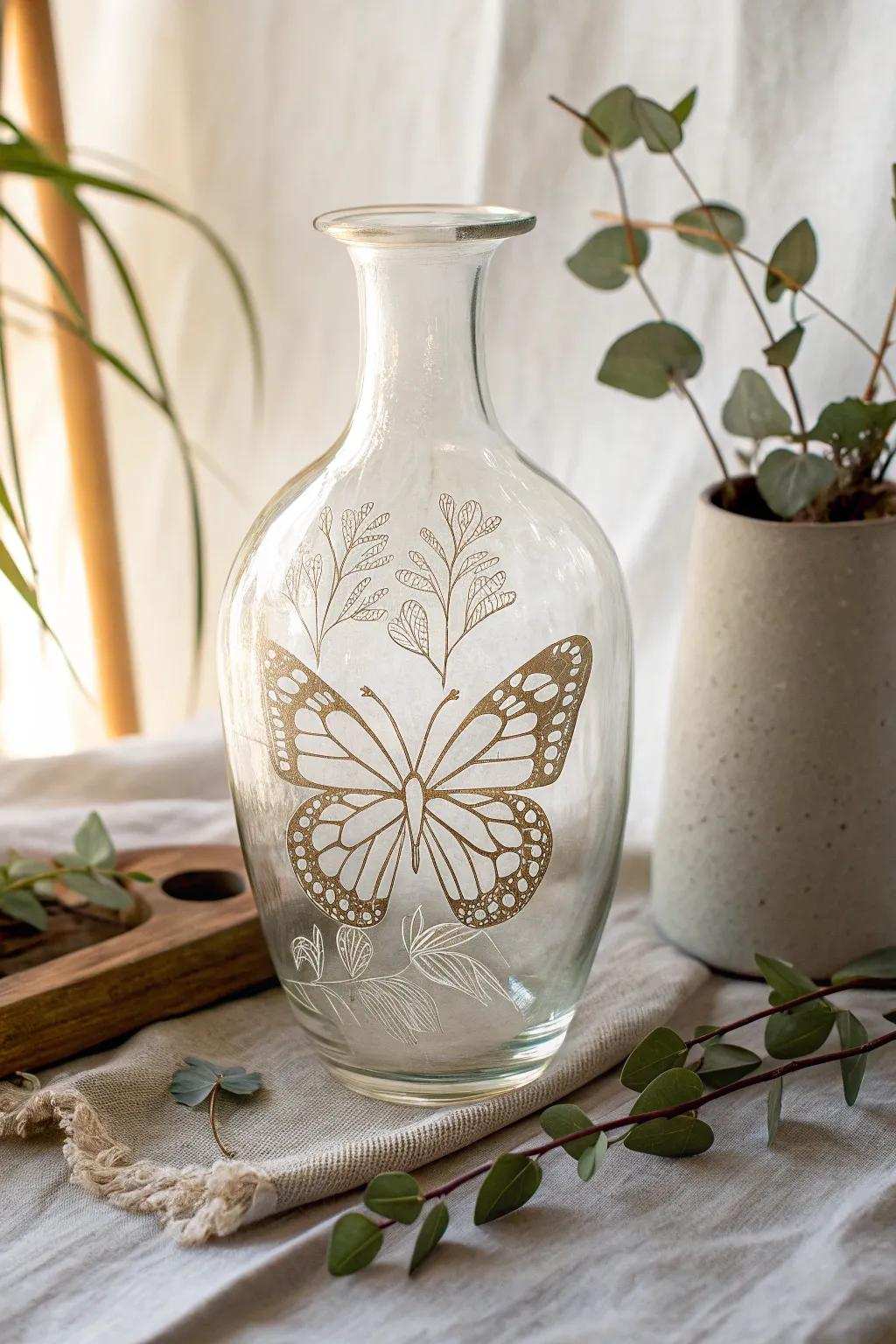 Elevate your decor with the timeless beauty of carved butterfly glassware. #ScandiBoho #Craftsmanship