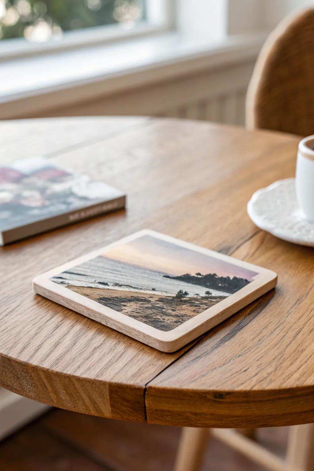 Elevate your gatherings using personalized image coasters—where simplicity meets natural charm.