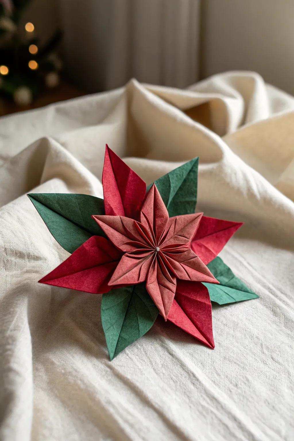 Elevate your holiday decor with the elegant charm of a paper poinsettia.