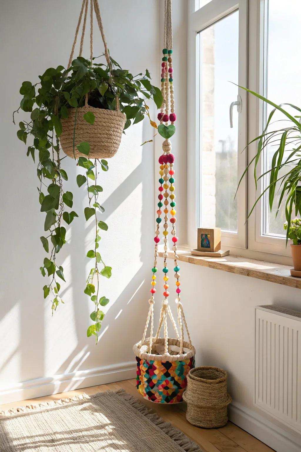 Elevate your indoor garden with our vibrant plant hangers — where color combines artistry.