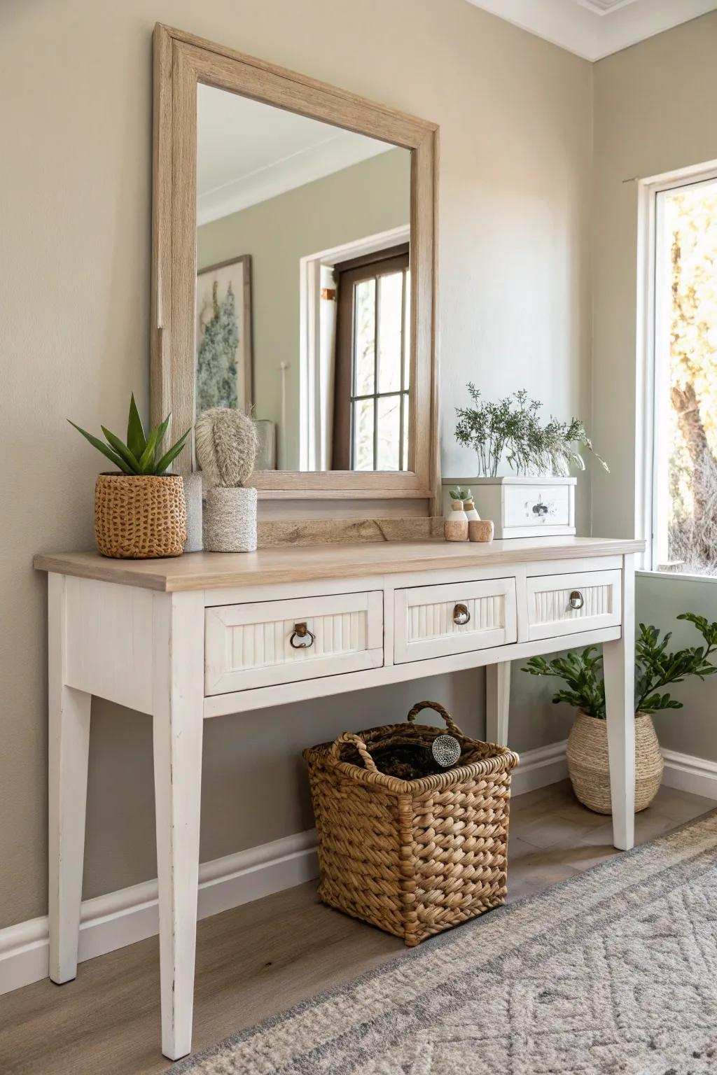 Elevate your personal area with a mirrored dressing table that catches the light and sparks creativity. #ScandinavianMinimalism #BohoElegance
