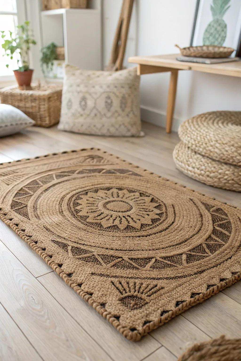 Elevate your space using the countryside charm of handcrafted grain sack floor liners. Suitable for introducing uniqueness and resilience to any room.
