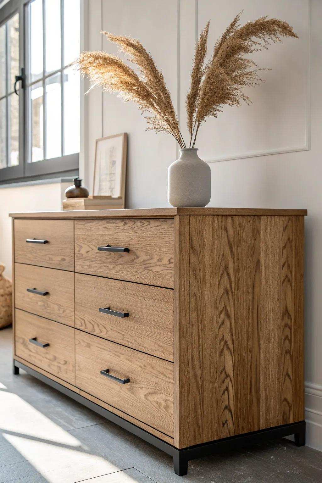 Elevate your space with this mixed material masterpiece—a flawless blend of rustic wood and sleek metal for the ultimate boho-chic statement.