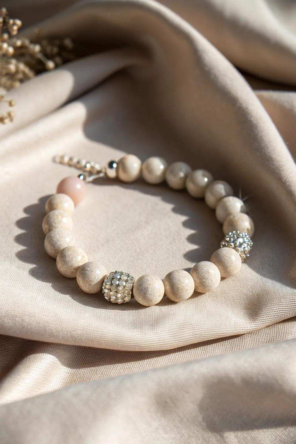 Elevate your style with a touch of sparkle: the perfect chic clay disc bracelet for a glamorous yet minimalist look.