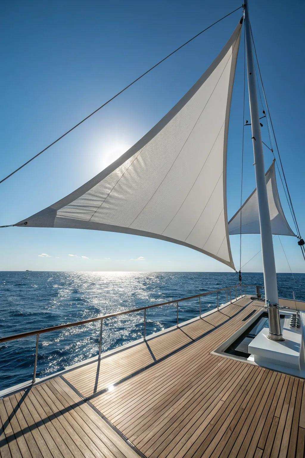 Elevate your vessel's style and comfort with a handcrafted fabric sunblock—where utility merges with art on the expansive sea.