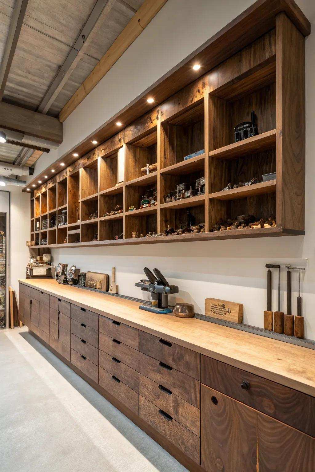 Elevate your workspace using efficient overhead holding options—ideal for maintaining your woodshop in an orderly and effective manner.