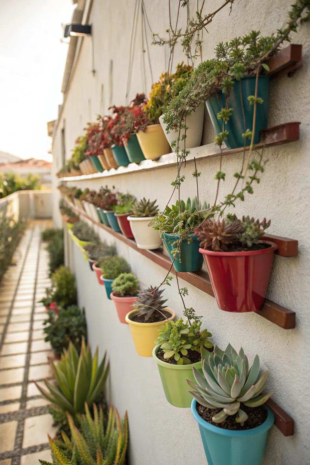 Elevated displays maximize garden space.
