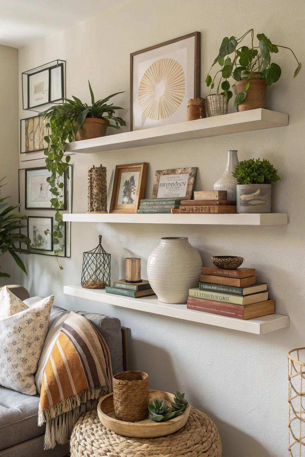 Elevated shelving introduces dynamic functionality