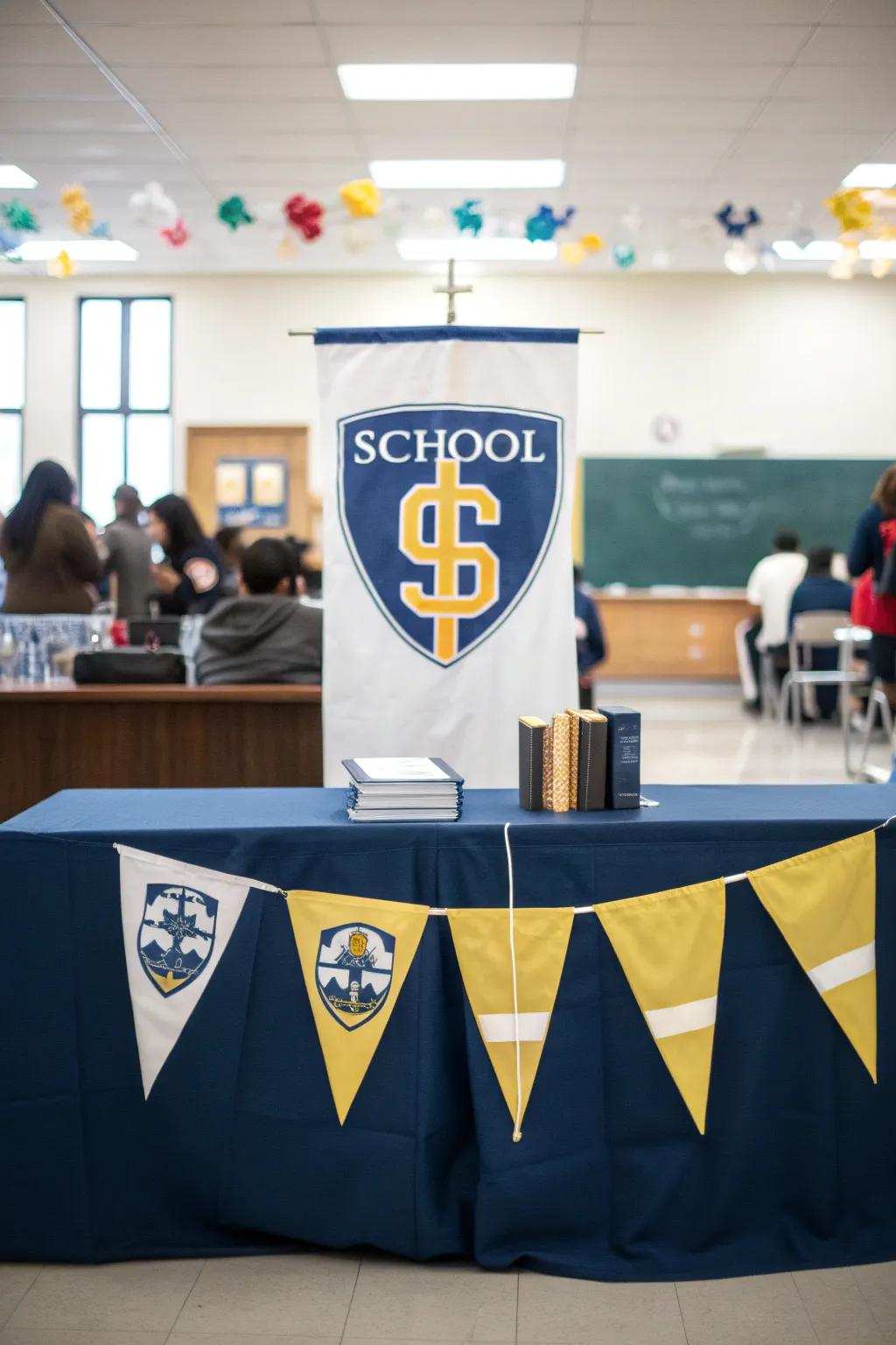 Emblems and banners add a personal touch and highlight school spirit.