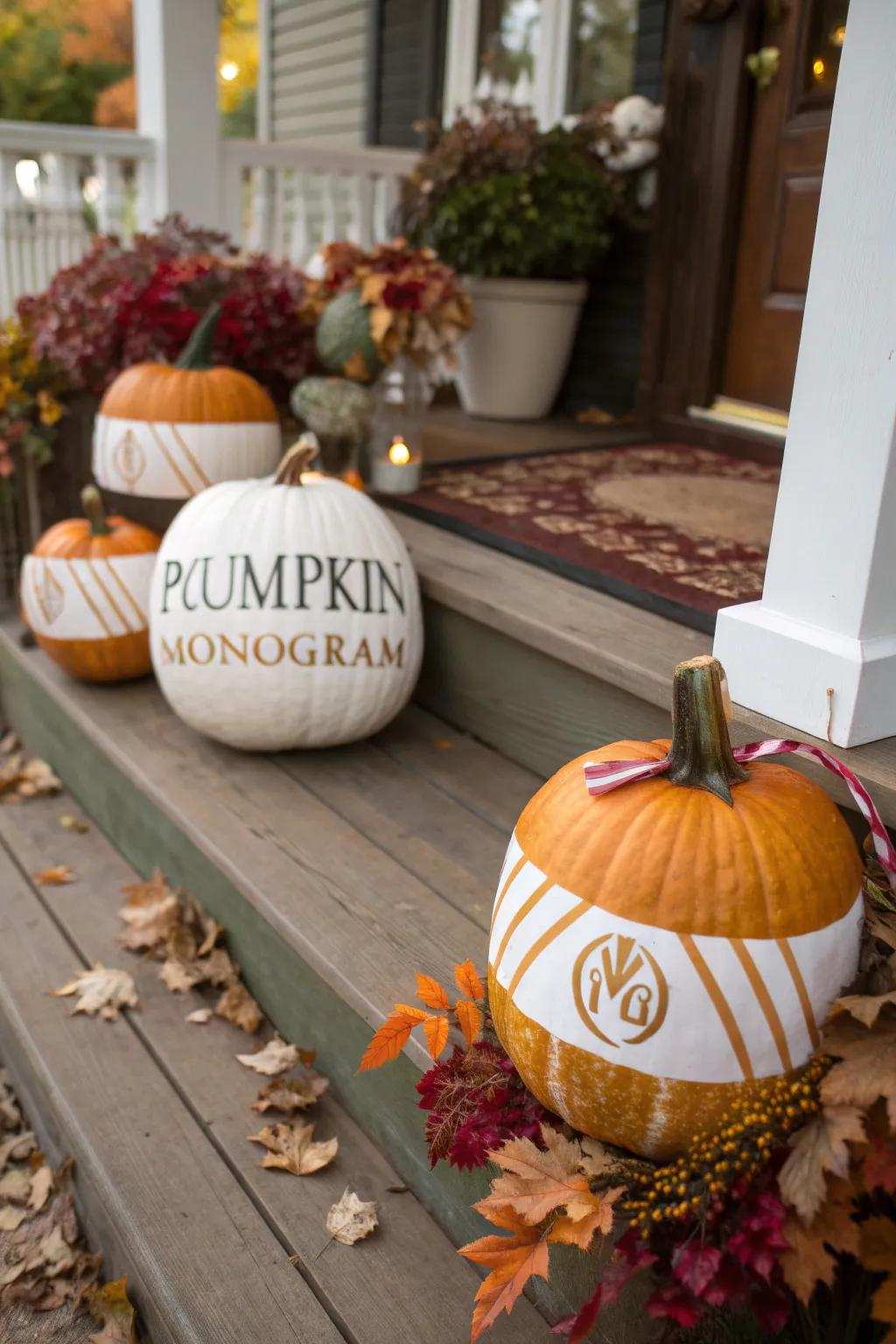 Embossed pumpkins personalize your fall decor.