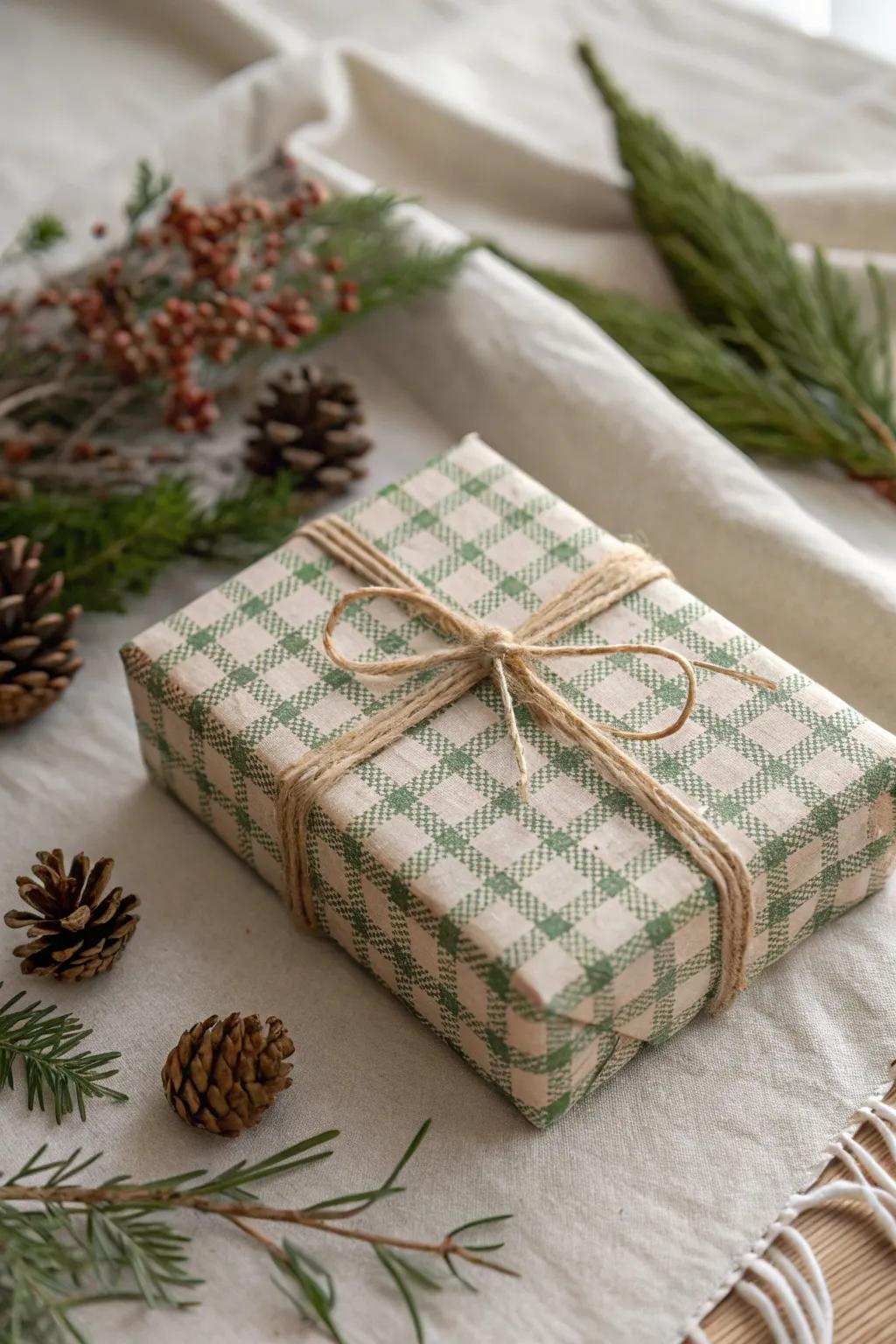 Embrace cozy beauty with retro plaid and checker gift wrap.