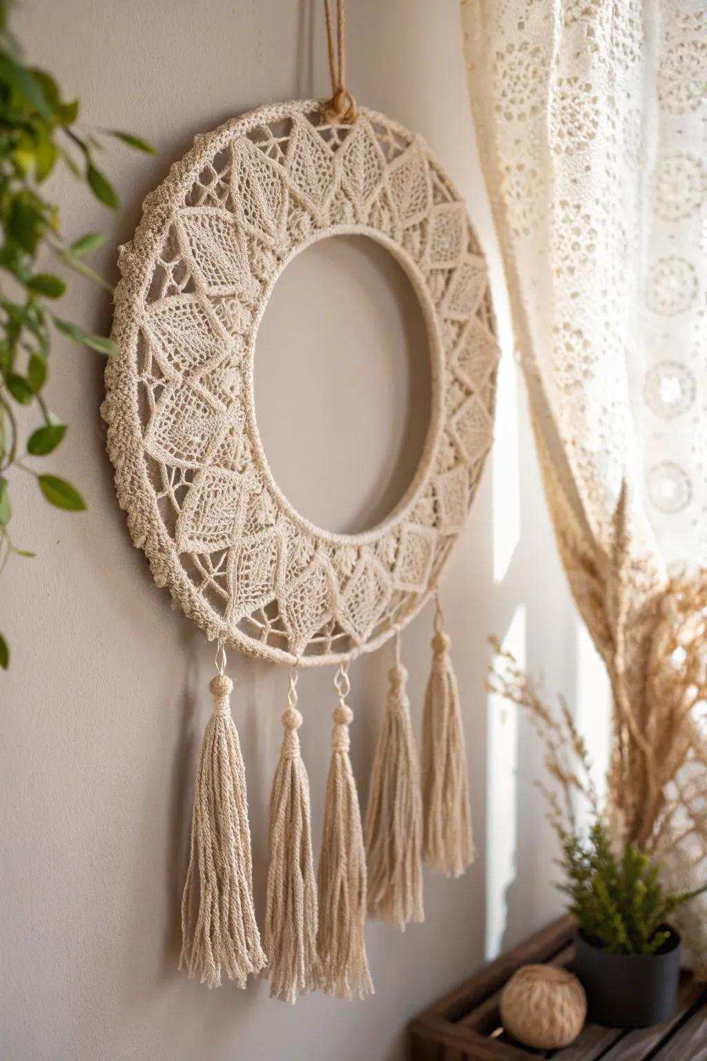 Embrace enduring sophistication via an artisanal timeless lacework wreath, impeccable for a nostalgic nuance to your minimalist embellishment.