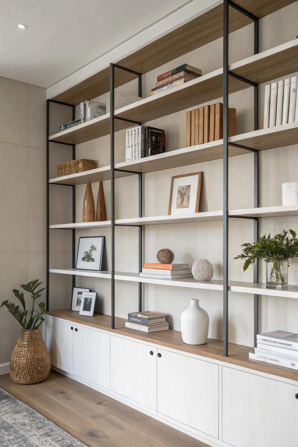 Embrace simplicity with sleek minimalist shelving.