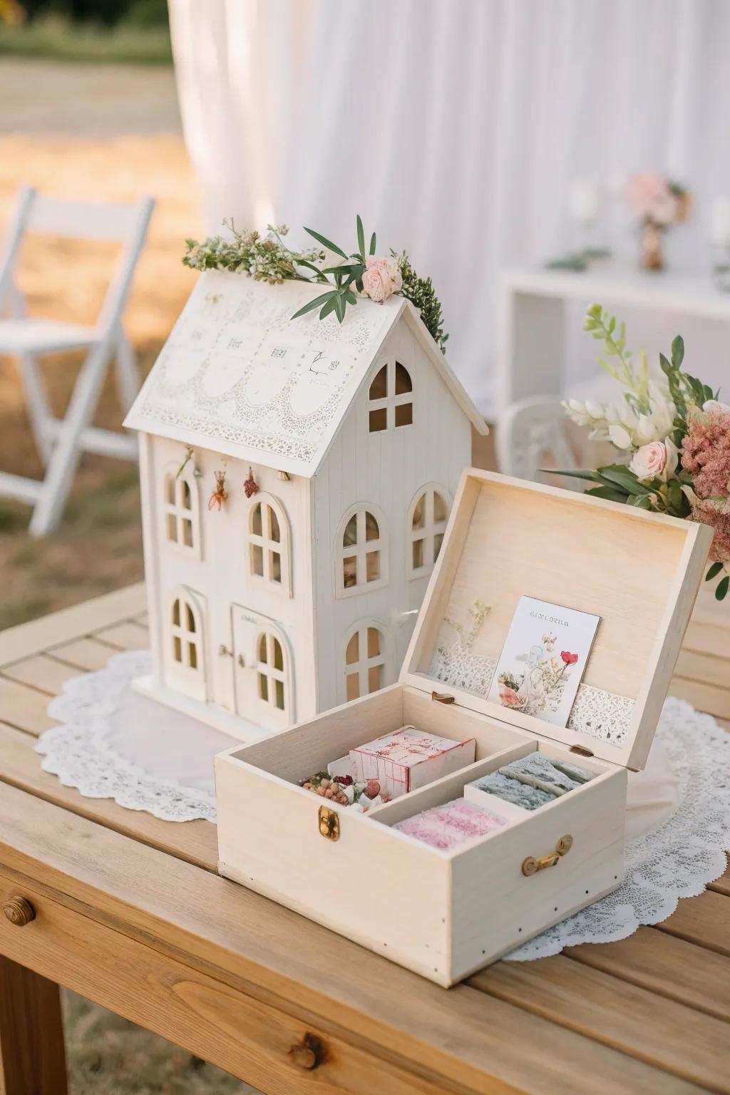 Embrace the allure of a new beginning with this enchanting toy home card box, perfect for a DIY wedding element.