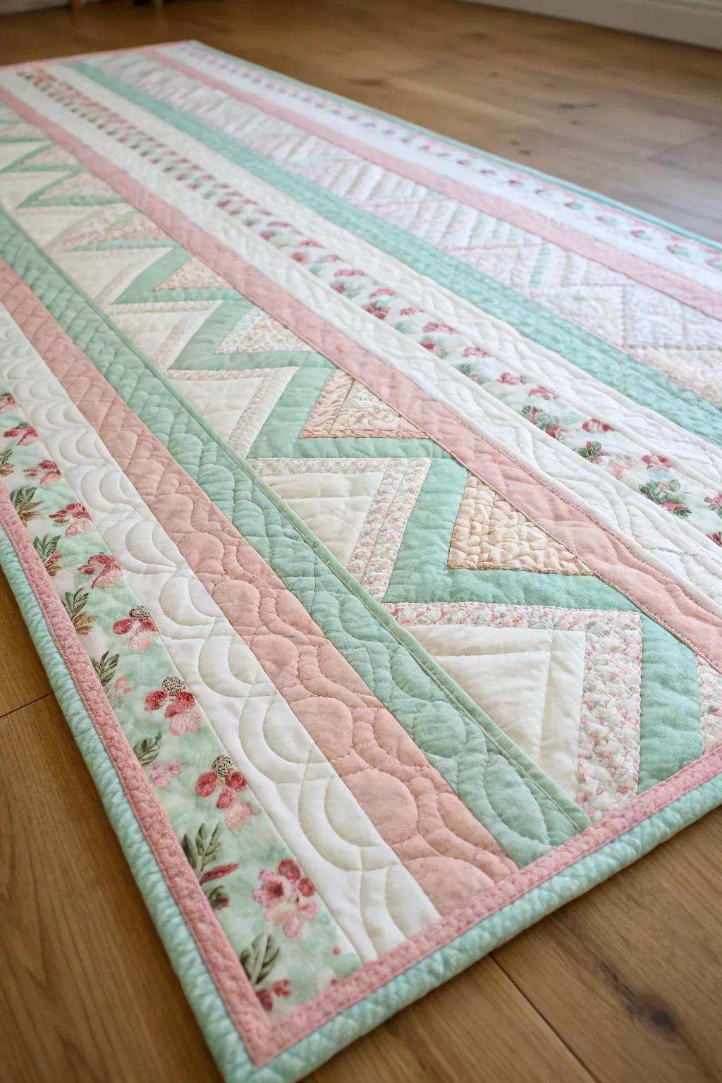Embrace the artistry of minimalism through our exquisite Gentle Frames quilt design. #Craftsmanship #MinimalistBeauty