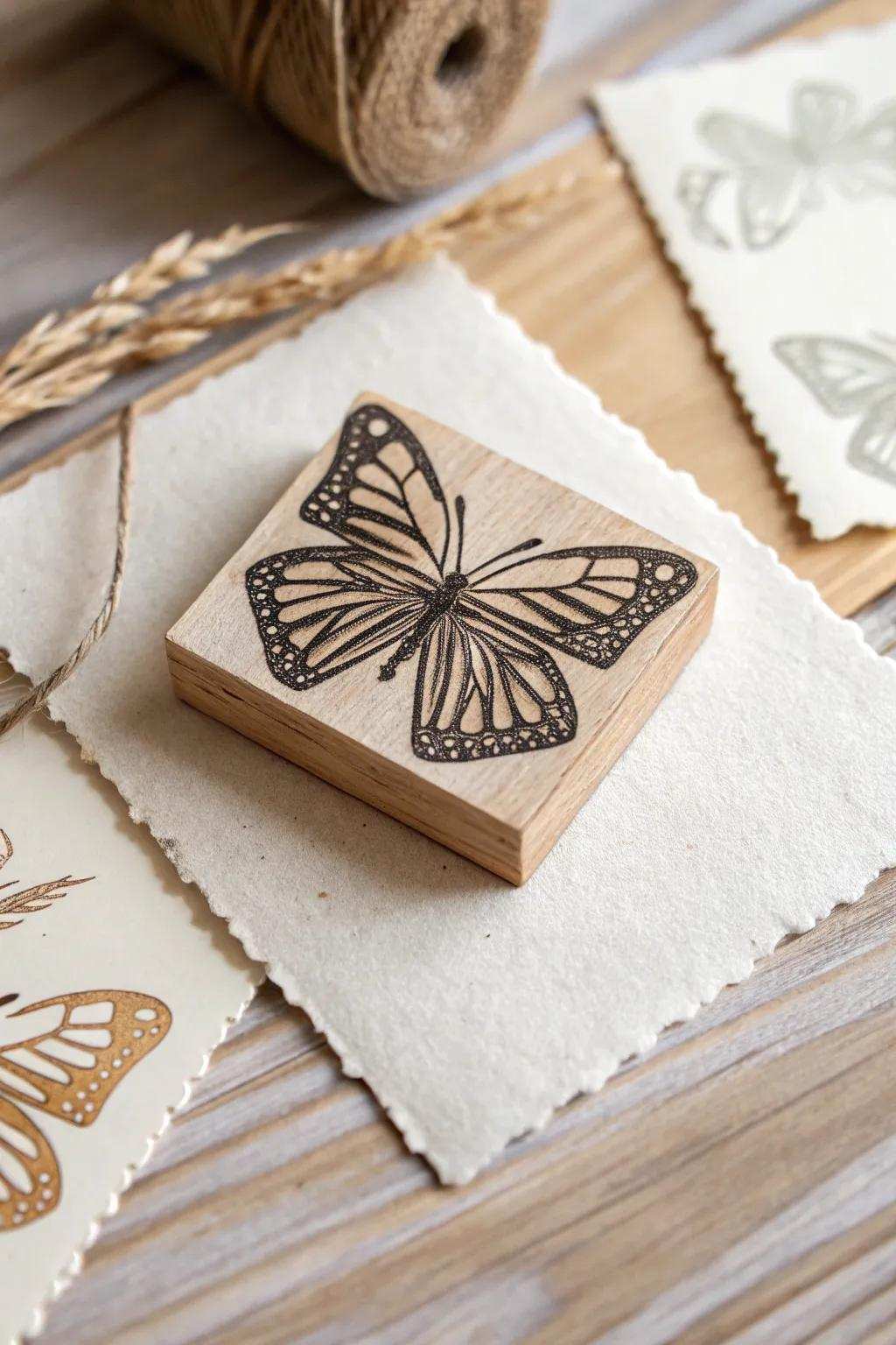 Embrace the artistry of minimalism with handcrafted monarch butterfly imprints, ideal for introducing a hint of elegance to your stationery.