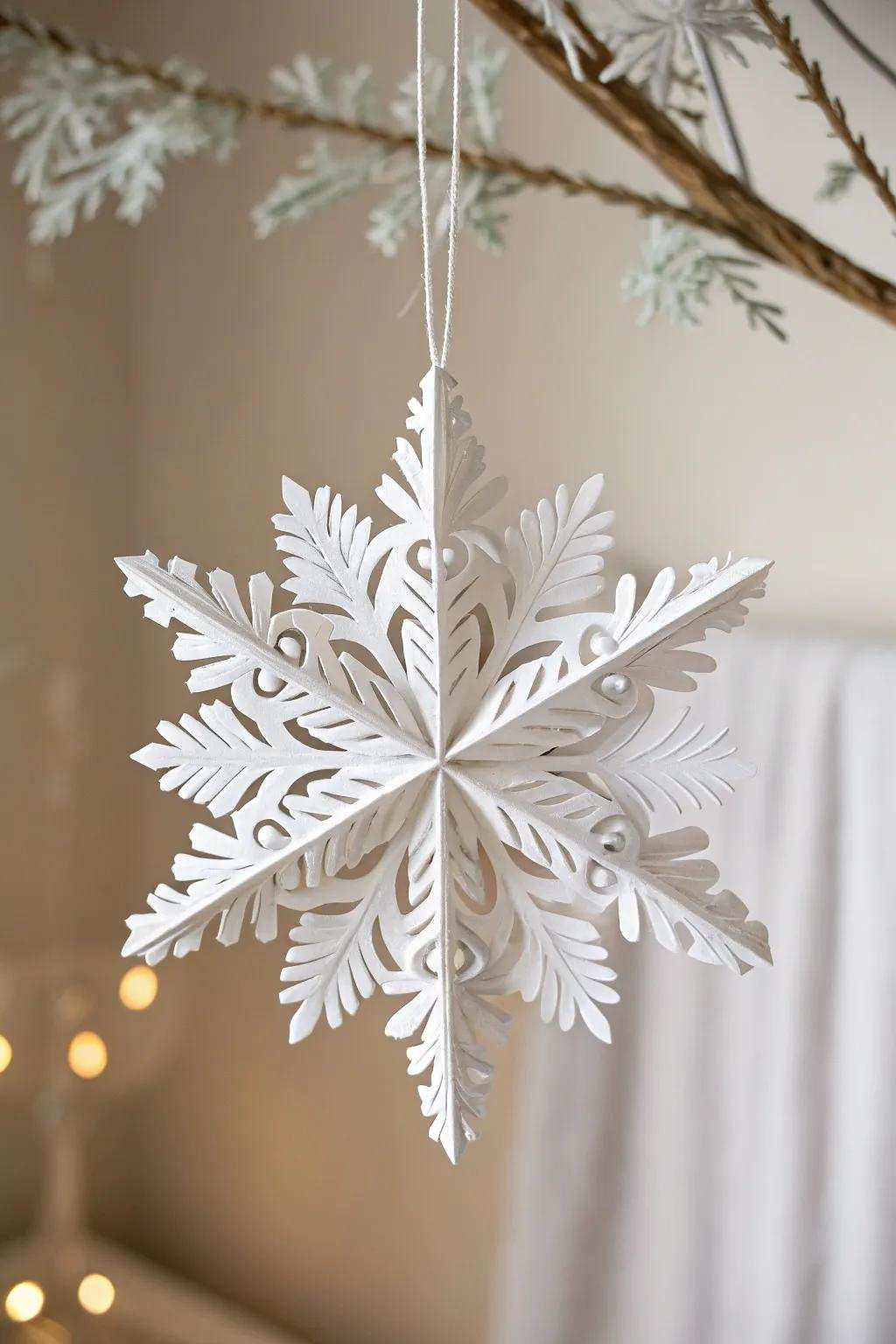 Embrace the beauty of winter with this stunning 3D paper flurry, a perfect combination of elegance and effortlessness.