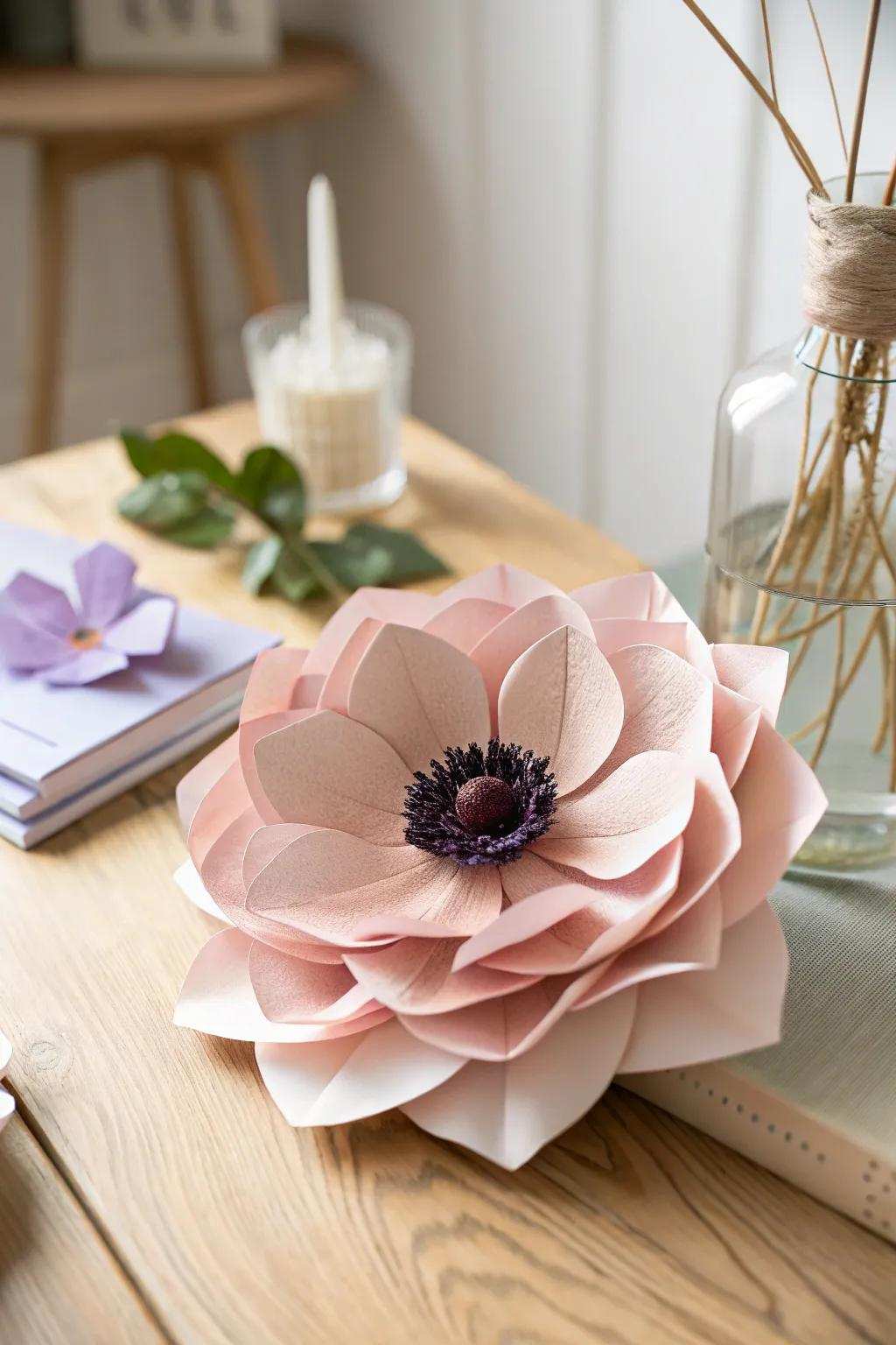 Embrace the charm of simplicity with a chic paper anemone. Great for adding a touch of elegance to any space.