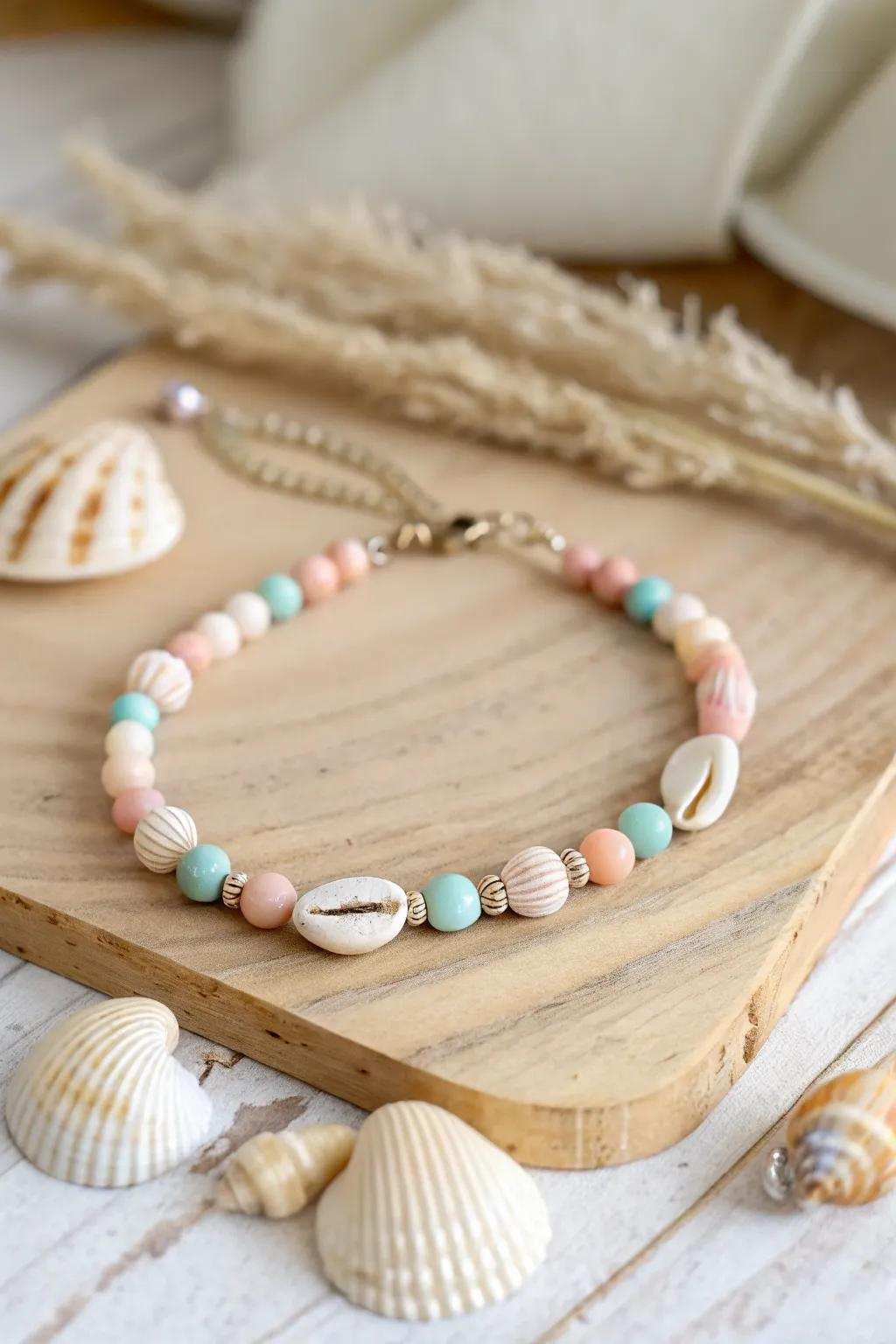 Embrace the coastal summer mood with this chic clay disc bracelet, where simplicity meets natural beauty.