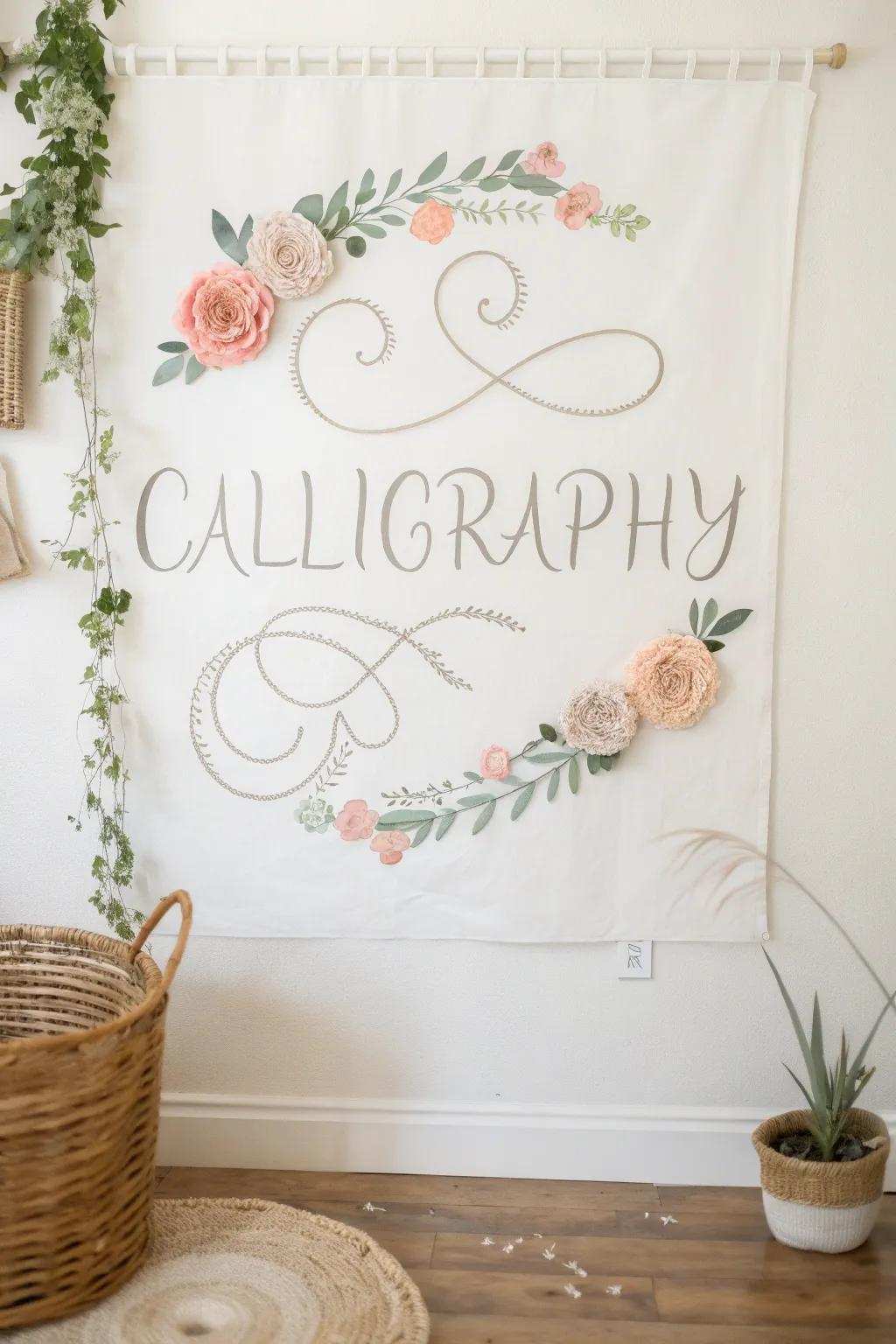 Embrace the grace of the natural world through breathtaking botanical calligraphy artistry.