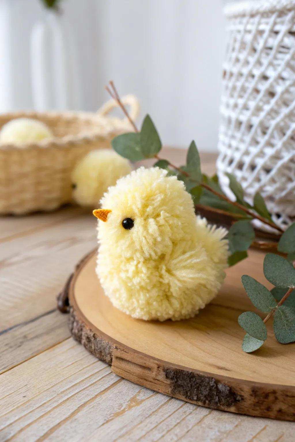 Embrace the joy of spring using this charming textile ball fledgling, an endearing nod to the season's simplicity and beauty.