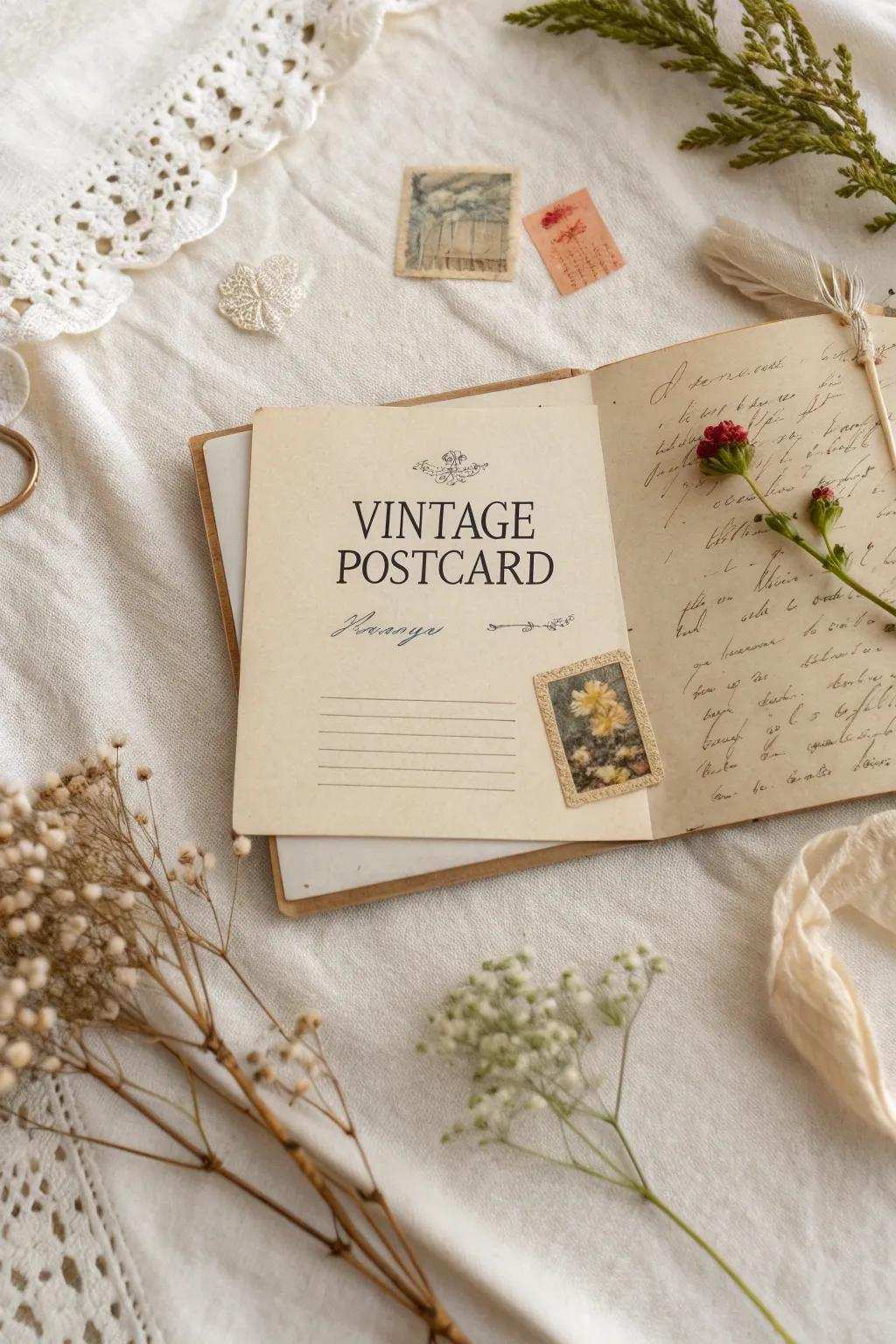 Embrace the past with a touch of nostalgia. Antique postcards bring timeless beauty to your scrapbooking adventures. #VintageVibes #ScrapbookArt