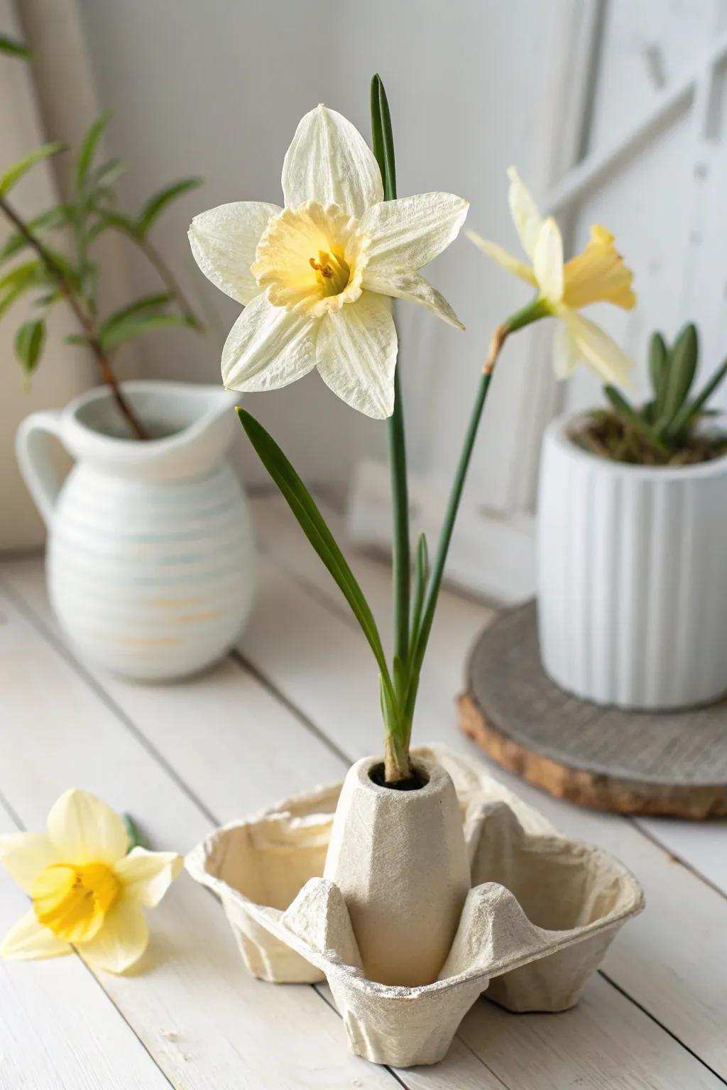 Embrace the splendor of spring with eco-friendly elegance: Upcycled Bloom Decor 🌼 #SpringCrafts #MinimalistBeauty