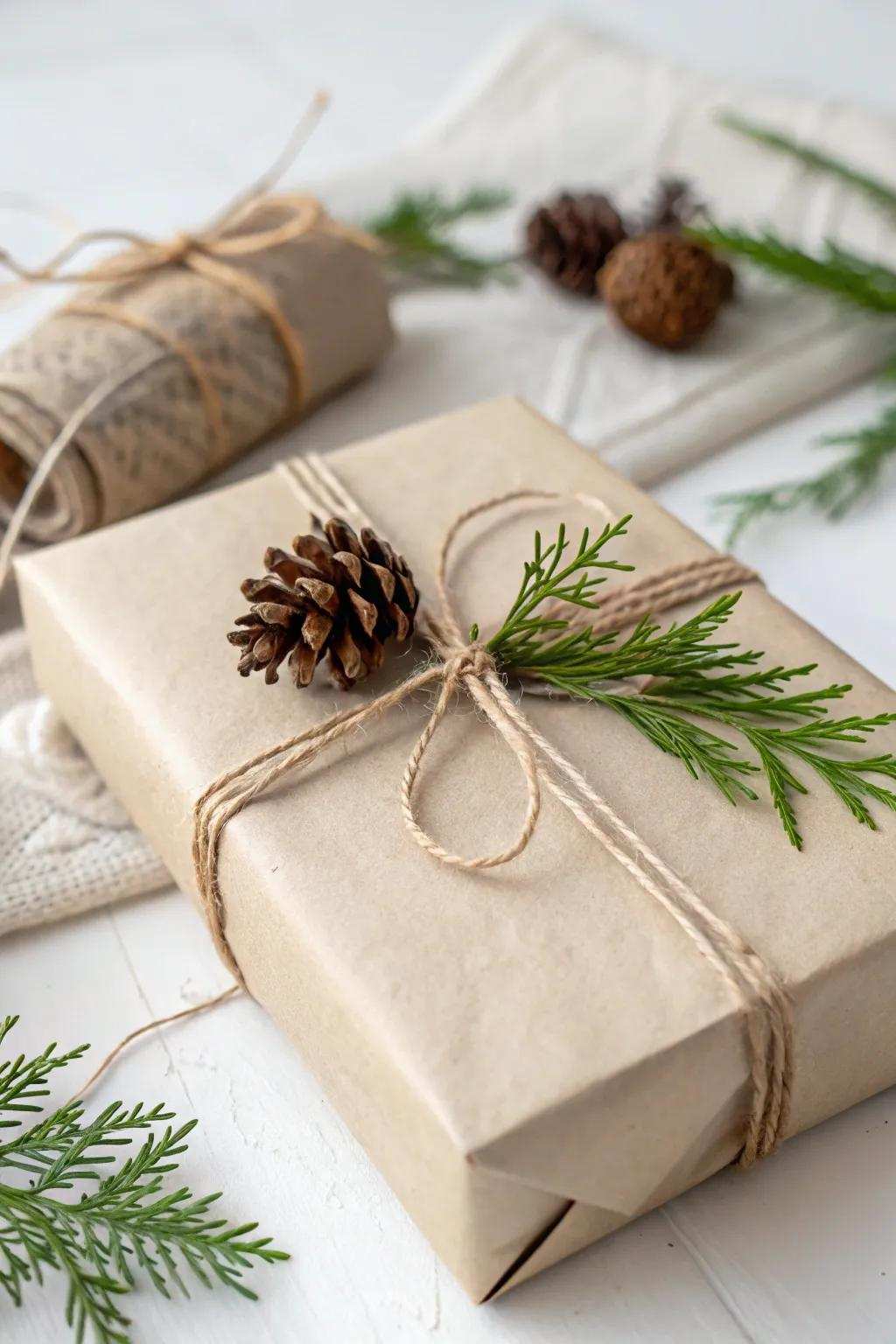 Embrace the wonder of mother earth with this elegantly tied present, ideal for a hint of woodsy charm.