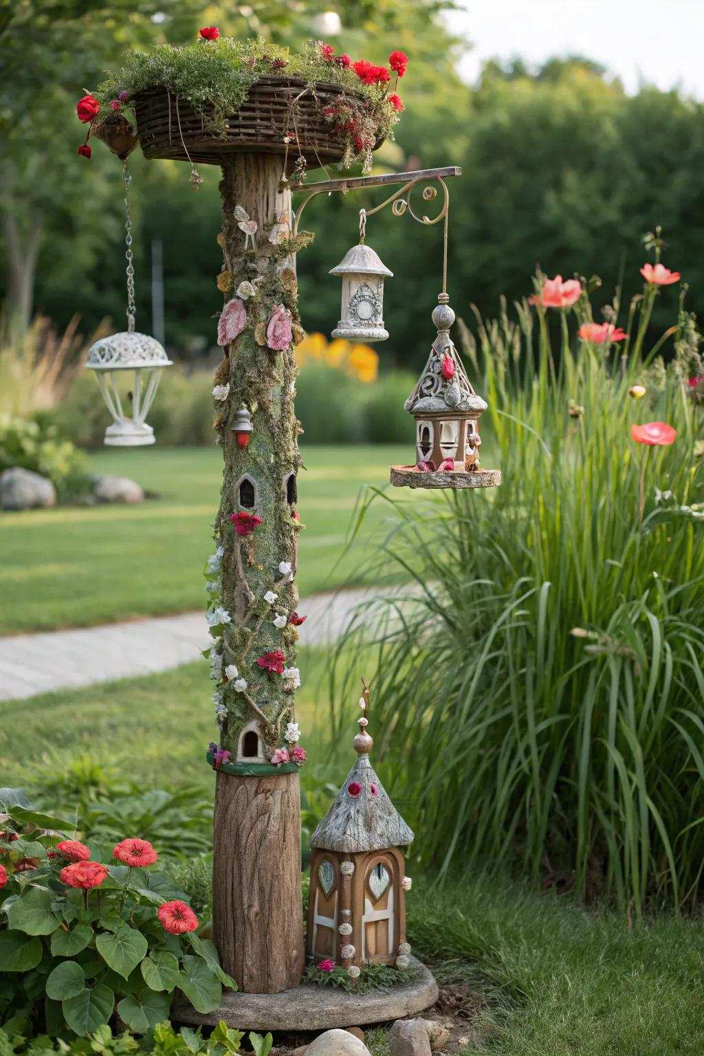 Enchant your garden with a whimsical pole masterpiece, where artistry meets enchantment.