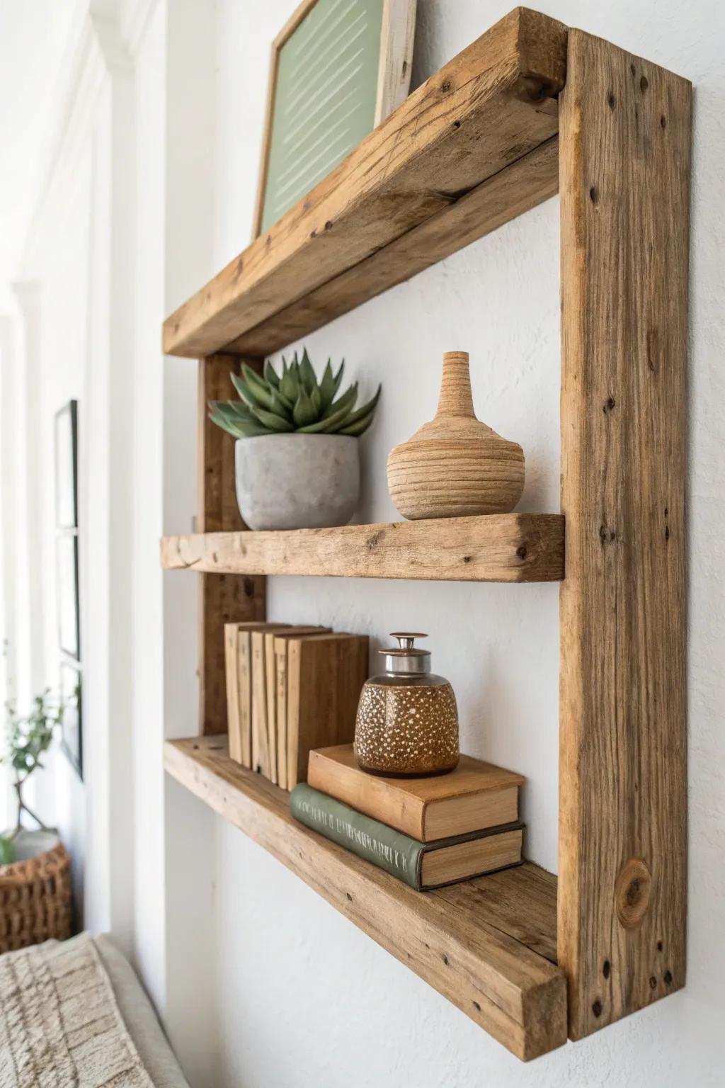 Enhance your area with the natural charm of country style wood boards. Ideal for highlighting your favorite treasures. #ScandiBoho #NaturalBeauty