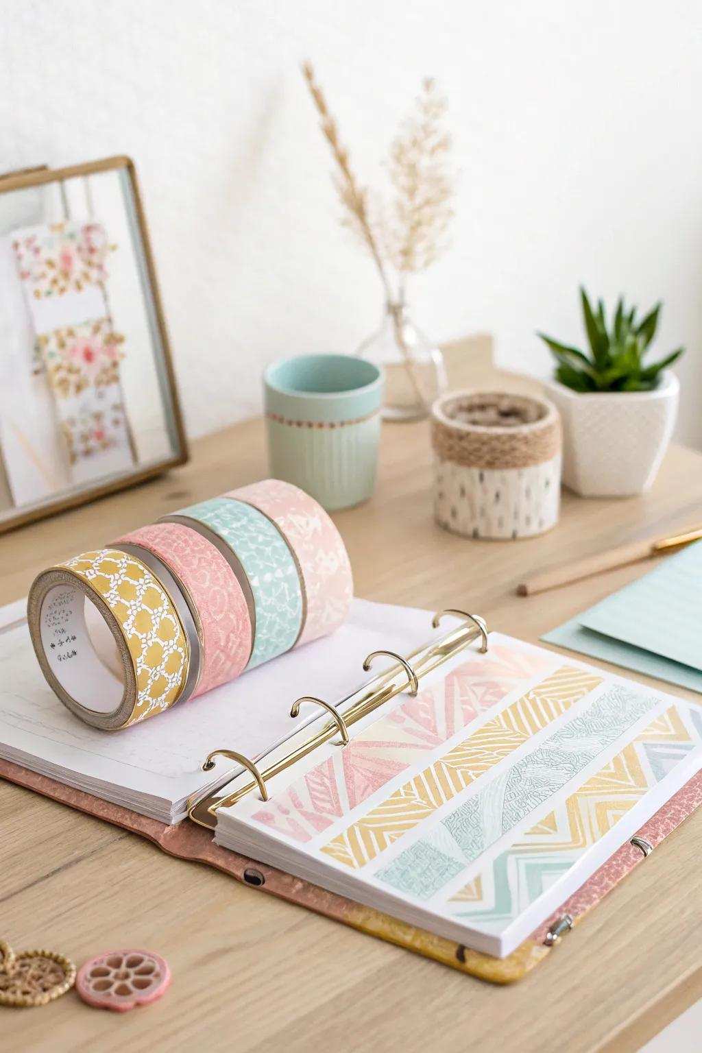 Enhance your binder with the effortless charm of design craft tape. #MinimalistBoho #TapeMagic