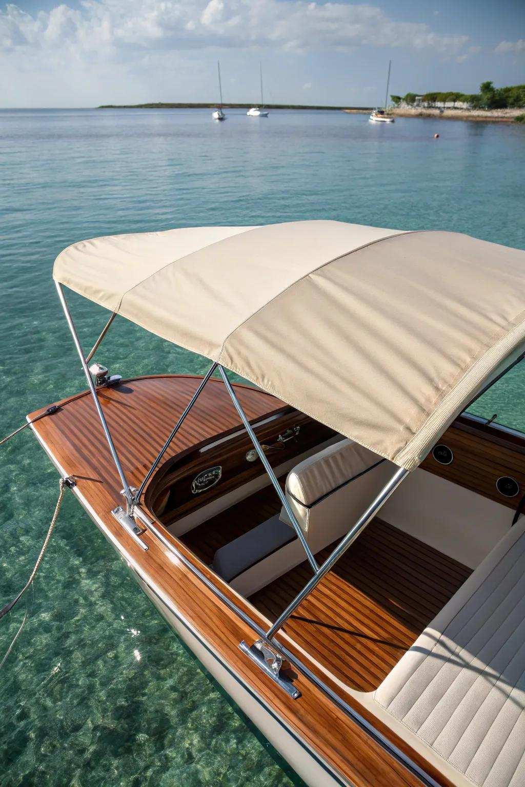 Enhance your boating adventures with a bespoke Bimini roof enhancement—where artistry aligns with relaxation.