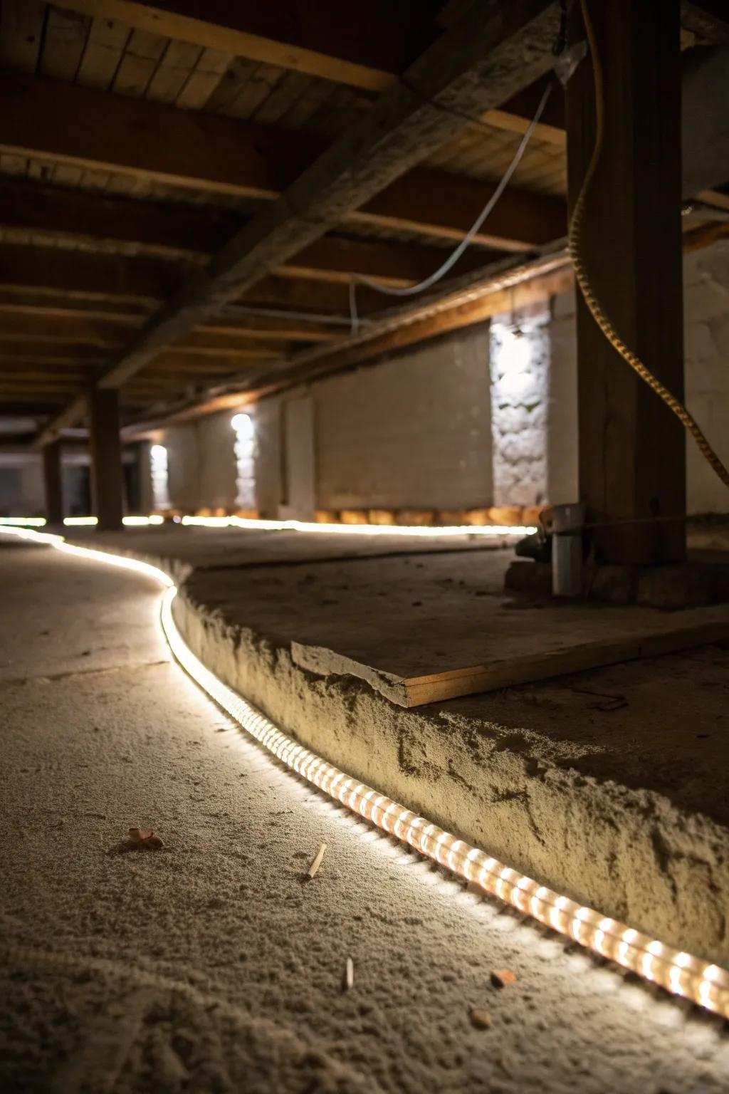 Enhance your crawl space with versatile tubular lighting.