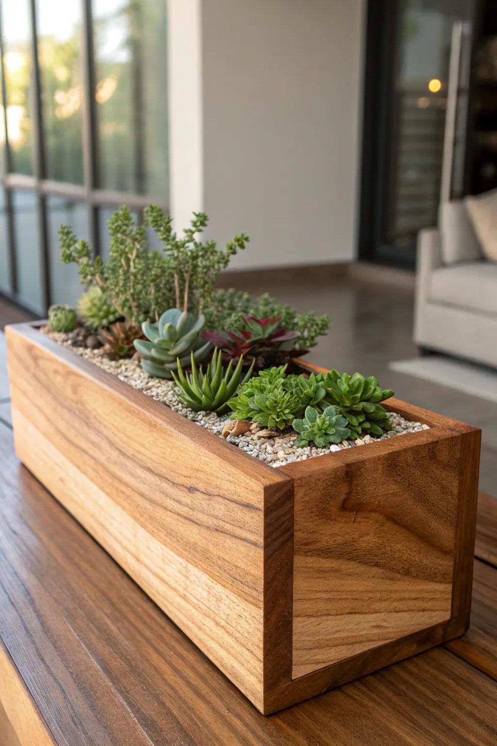 Enhance your living space with stylish wooden planters that highlight your craftsmanship and complement your plants.