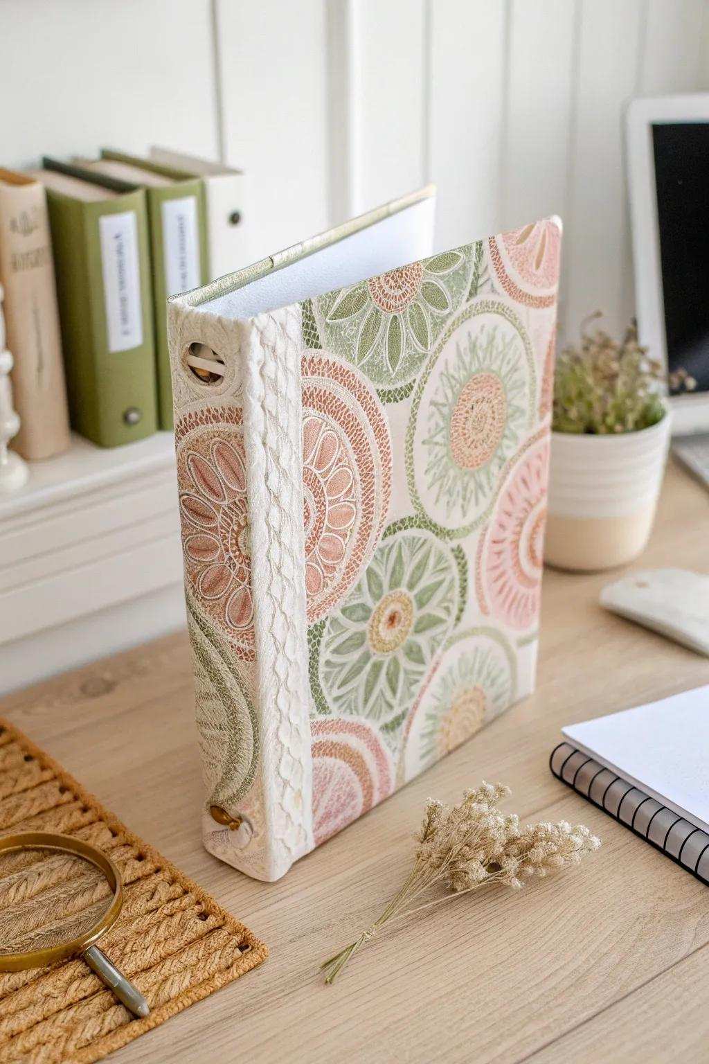 Enhance your organization with this charming knitted binder. Ideal for those who value both artistry and simplicity.