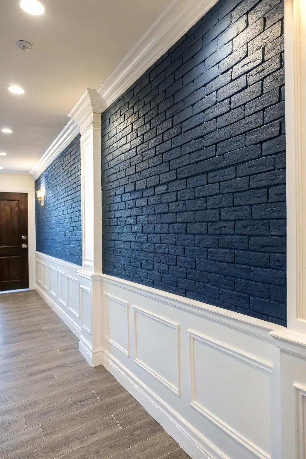 Enhance your space with the timeless sophistication of navy blue bricks.