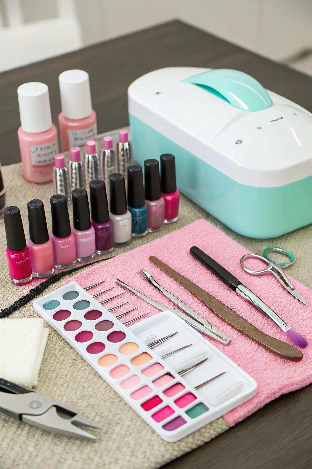 Enjoy a colorful handcrafted mani/pedi session at home.