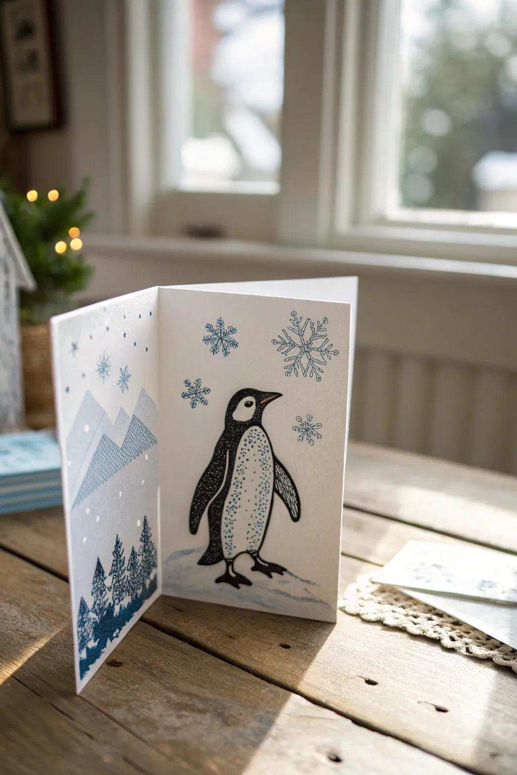 Enjoy the festive charm of handmade penguin 3D cards, where effortlessness meets joy!