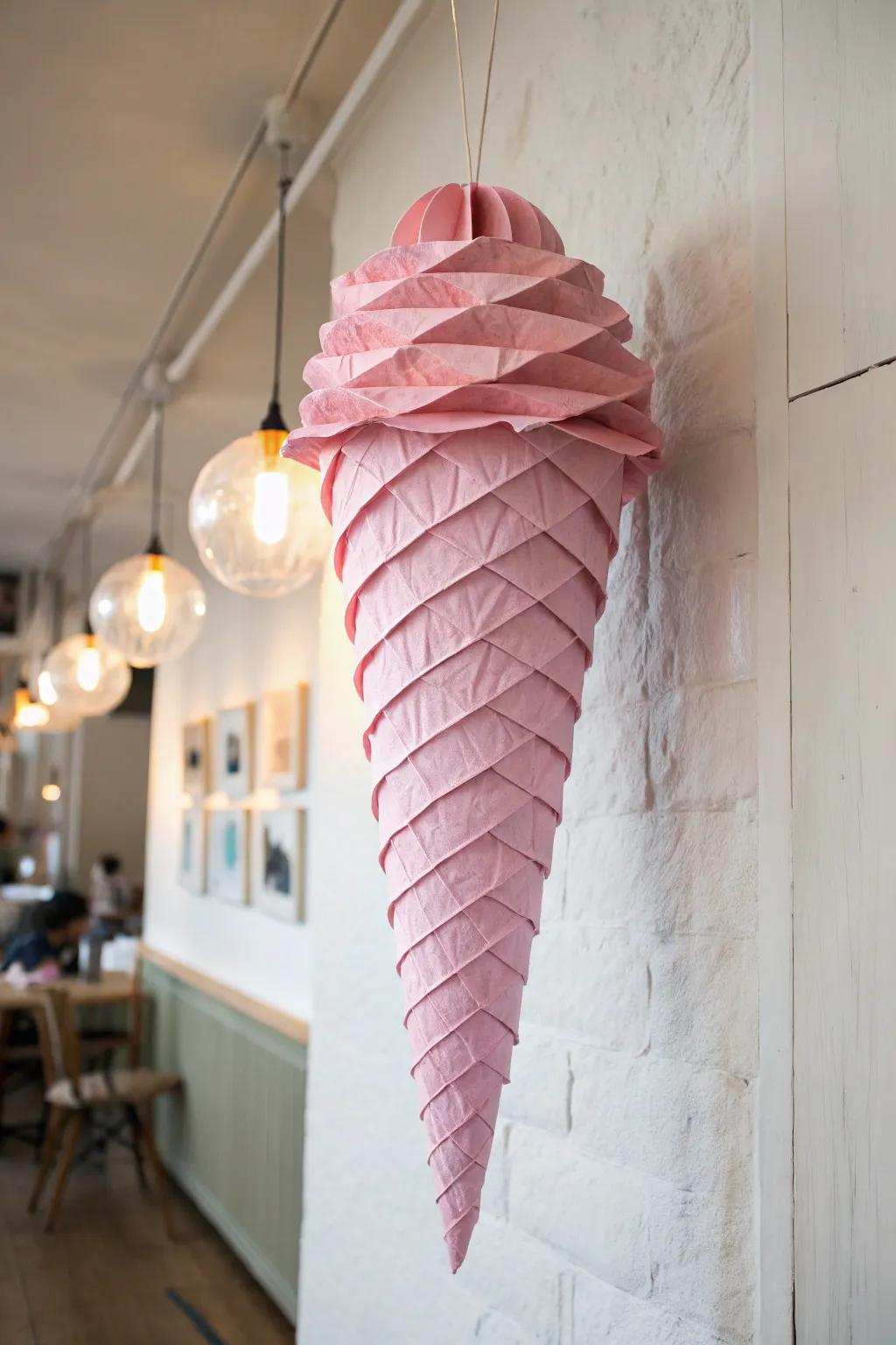 Enjoy the sweet simplicity of crafted art with this large rose frozen dessert cone masterpiece. 🍦✨