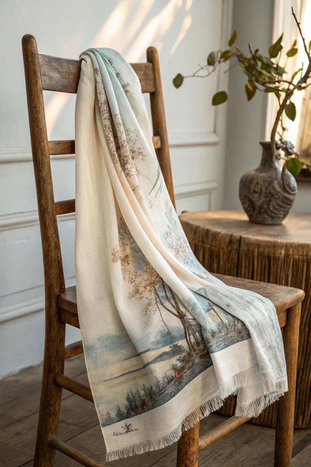 Envelop yourself in memories using this bespoke image shawl – where art meets comfort.