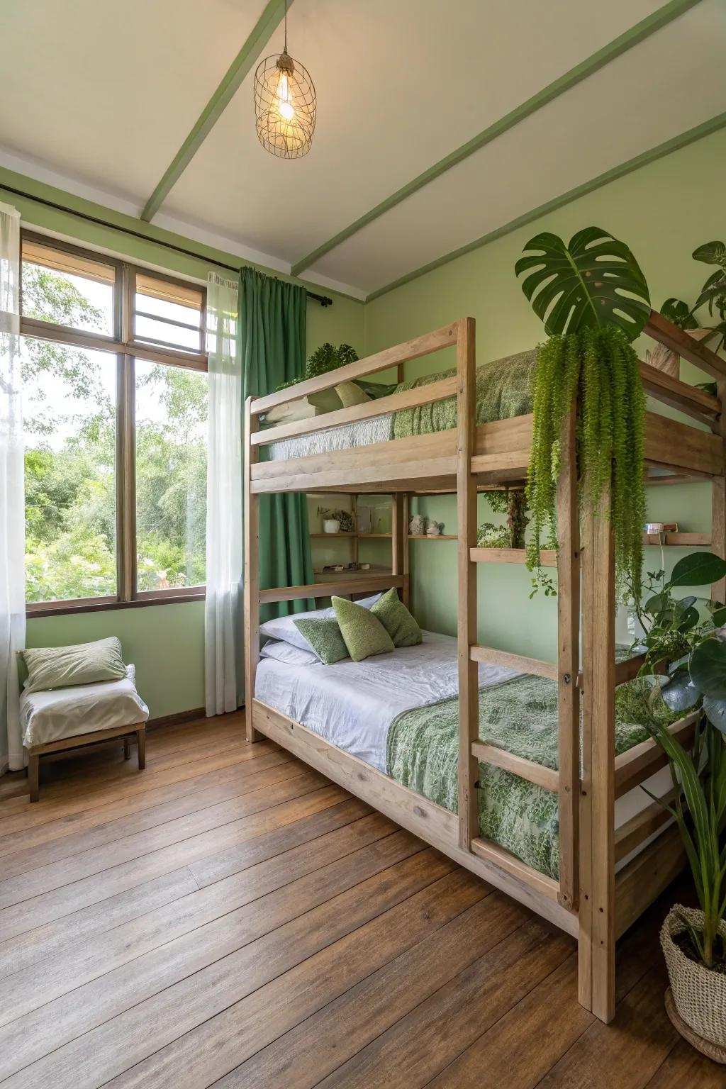Environmentally friendly and stylish triple bunk beds for sustainable living.