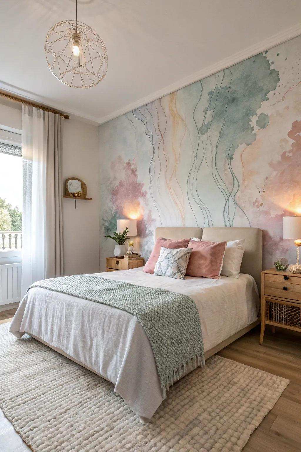 Ethereal watercolor blends establish a comforting and dreamy ambiance.